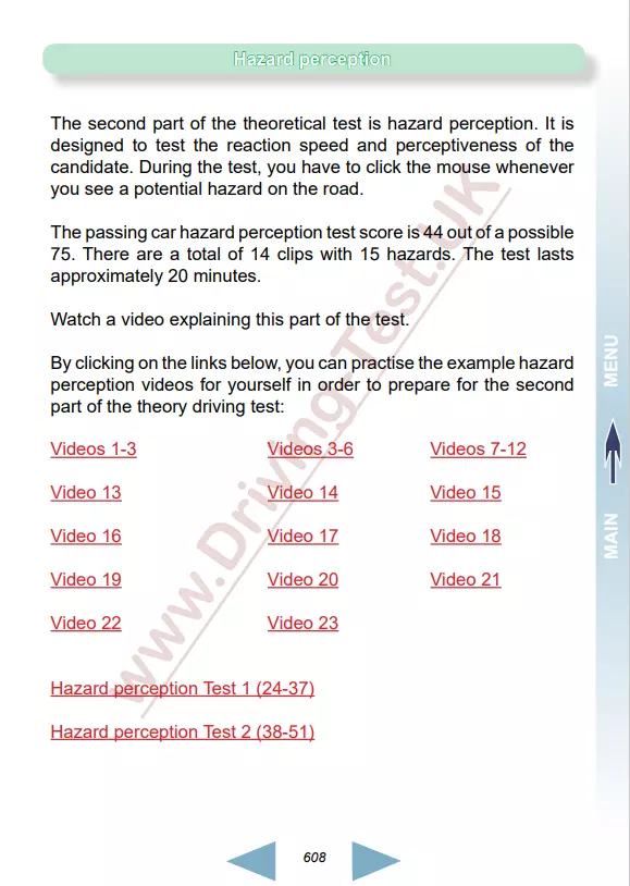 15. Test di teoria della guida nel Regno Unito - Videoclip gratuiti sulla percezione dei pericoli